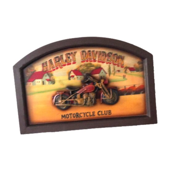 Harley-Davidson "Motorcycle Club" 3D Wooden Wall Plaque/ Hanging Man-cave 24X16 - Picture 16 of 16